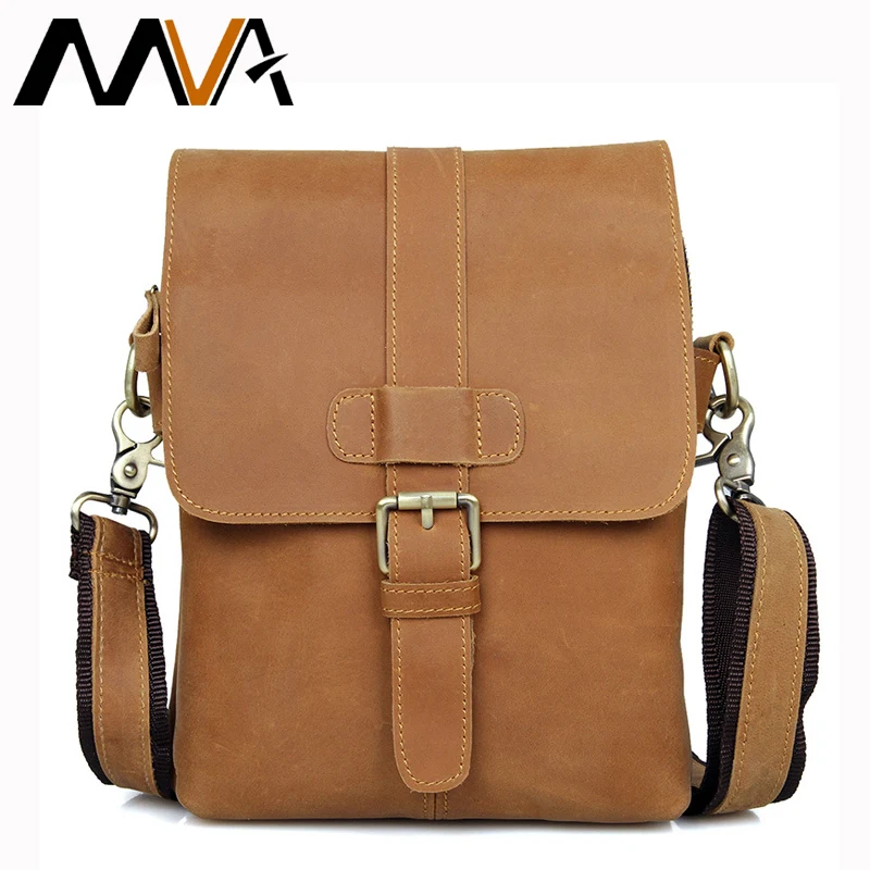MVA Small Leather Shoulder Crossbody Bags Men Messenger Bags Genuine
