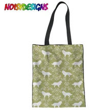 Бесшумные дизайнерские женские сумки Tote сумки на плечо для дам Border Collie печать холщовая Женская пляжная сумка на заказ дизайн