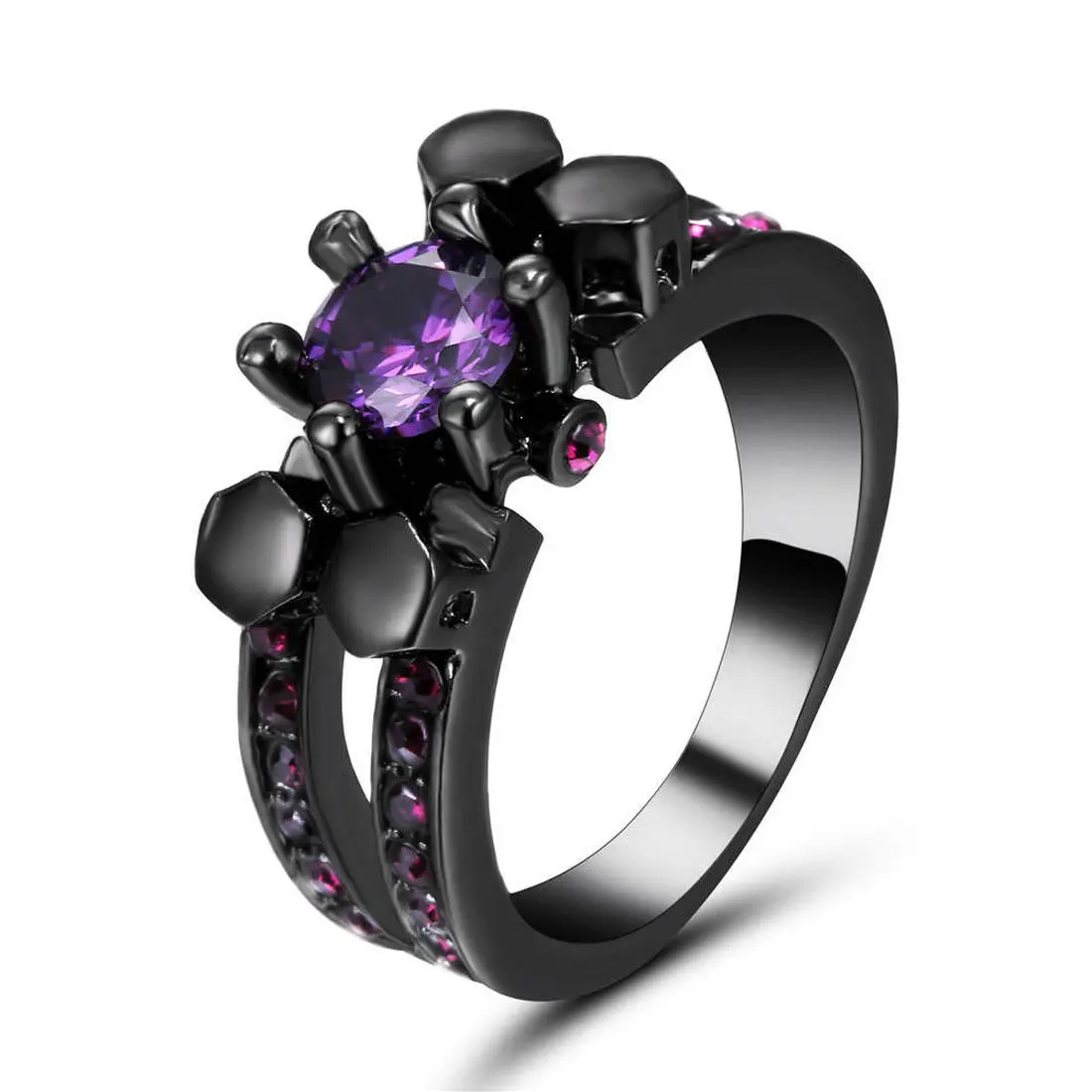 Новое модное винтажное женское кольцо с фиолетовыми кристаллами черное серебро золото заполненный цвет циркон Кристал для свадьбы, помолвки кольца Размер 7 - Цвет основного камня: BA45