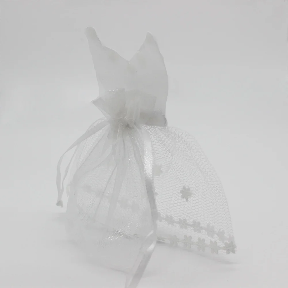 50 шт. сумка для конфет из органзы на шнурке 25* смокинг и 25* платье для невесты, жениха, свадебные сувениры вечерние подарочные сумки WB06 - Цвет: Only 50pcs Bride bag