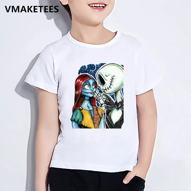 Детская летняя футболка для девочек и мальчиков детская футболка с принтом «Король Тыквы» для хэллоуинтуан, Джек Скеллингтон забавная одежда для малышей ooo5234 - Цвет: ooo5234N