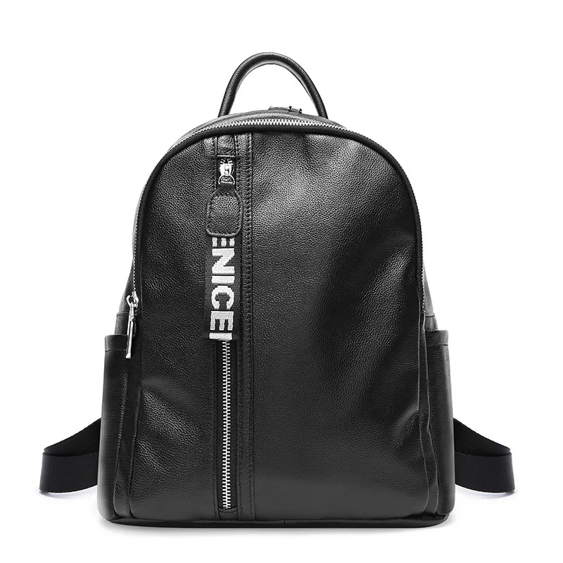 

genuine leather Backpack Cow leather mochila 2018 new women High capacity school bag free shipping