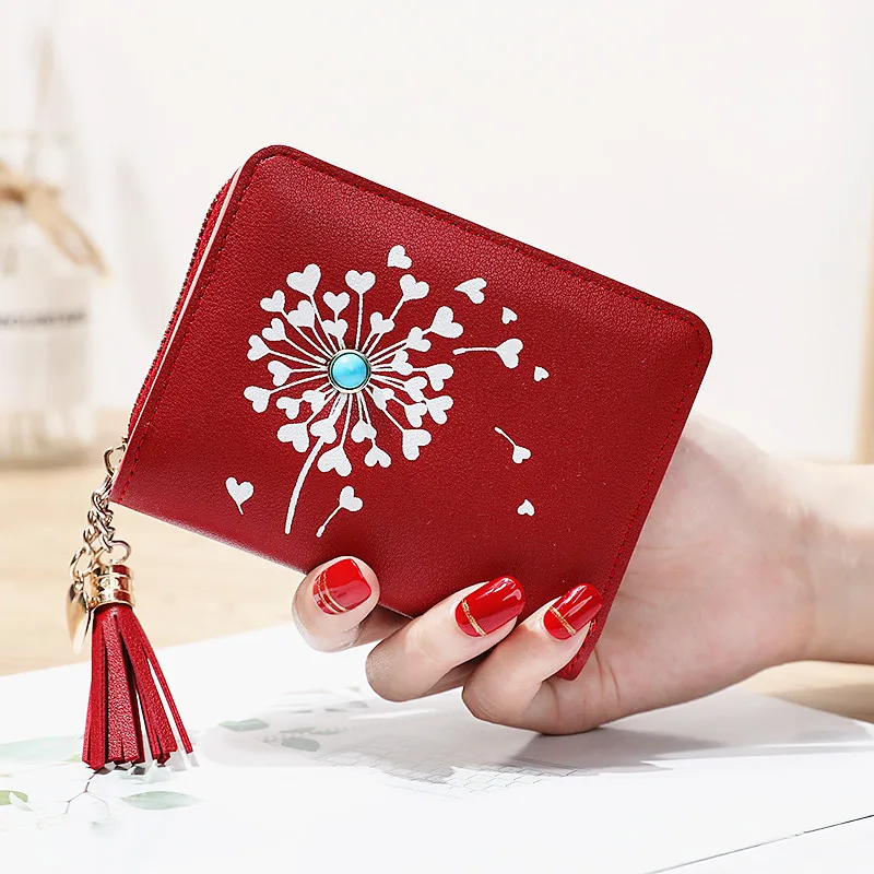 

Heart Shaped Tassel Women Wallets Small Leather Women Purse Ladies Card Bag for Women 2019 Summer Female Purse Money Clip Wallet