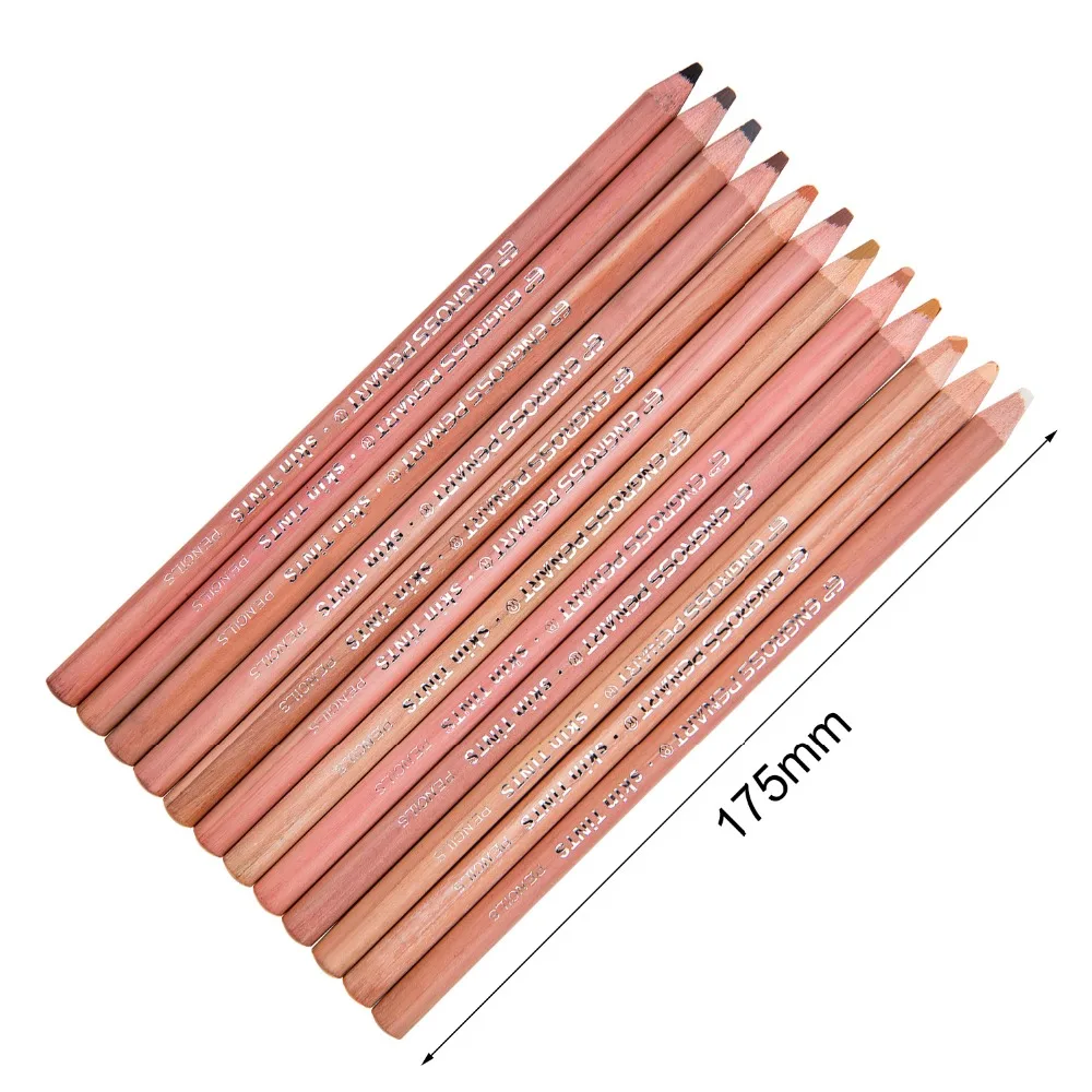 12Pcs Wood Pastel Pencil Set Basis Skin Pastel Color Pencil for Artist Drawing School Office Lapices De Colores Pencils Supplies