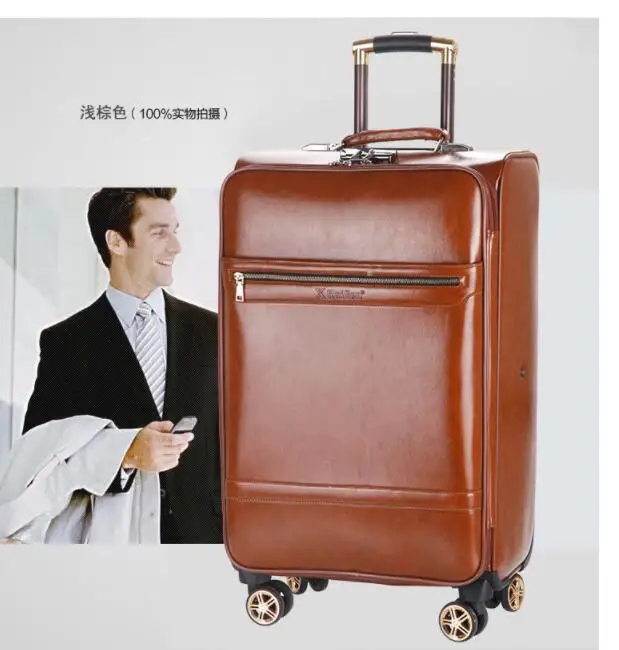 Travel tale Ретро Кожаный Дорожный чемодан koffers тележки набор комплект багажных сумок на колесиках для туда и обратно - Цвет: 24 inch