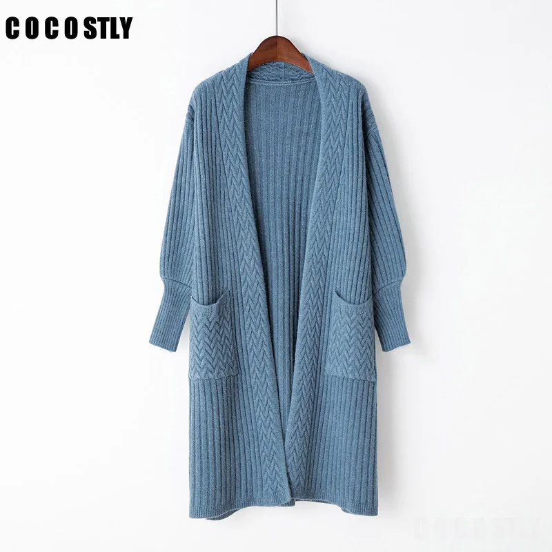 

Winter shrug knitted sweater Women cardigan elegant autumn long cardigan Female v-collar sweater outwear 2018