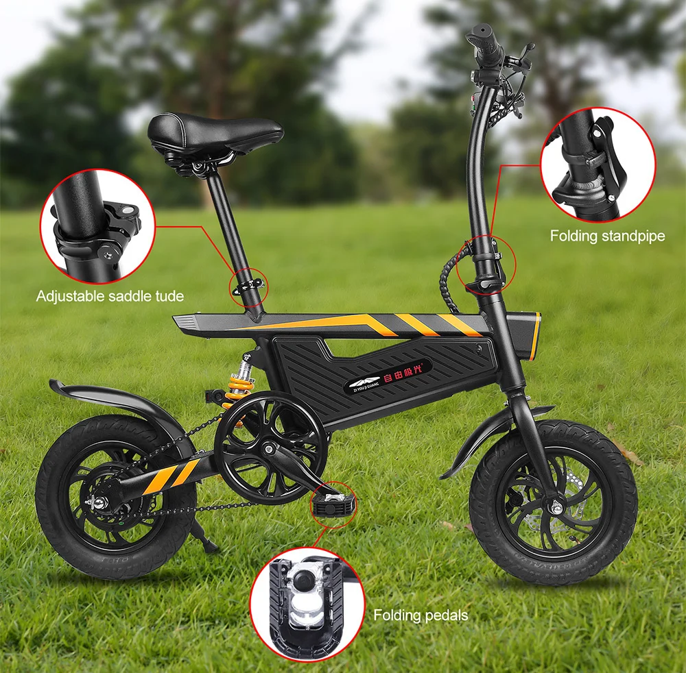 Discount Ziyoujiguang T18 Electric Bike Aluminum Alloy 250w Motor 36v 25km/h Max Ip54 Waterproof Lightweight Foldable Electric Bicycle 6