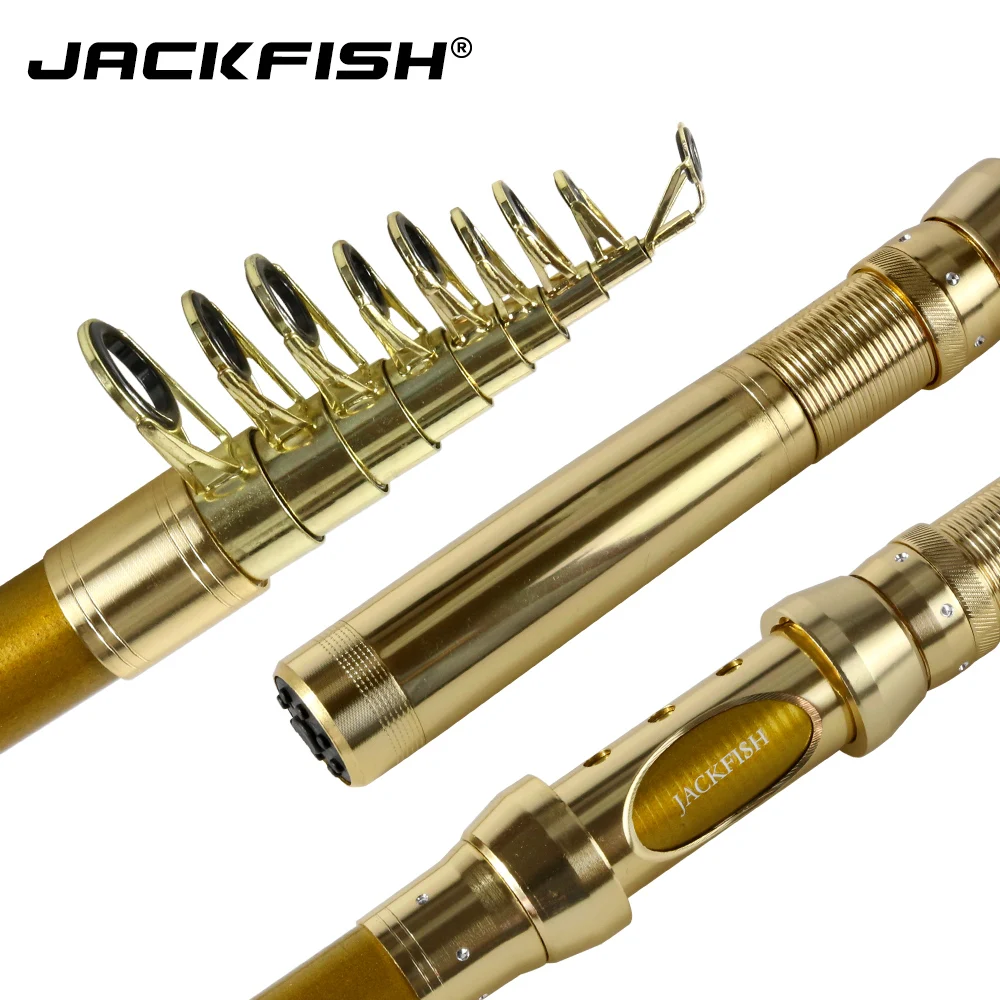 Jackfish 99% Karbon Portabel Telescopic Fishing Rod Carp Fishing Berputar Rod Pemintalan Ikan Tangan singkat Sea Rod Memancing 