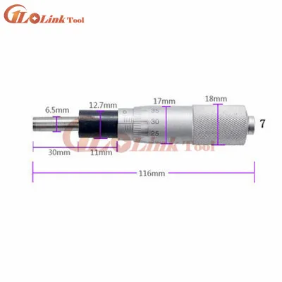 Серебряная плоская игла круглого типа головка микрометра 0-25 мм 0,01 мм с рифленой ручкой регулировки головка микрометра инструмент для измерения - Цвет: NO.7