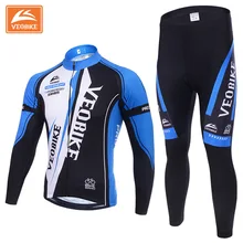 VEOBIKE Winter Thermal Brand Pro Team Cycling Jersey Set Long Sleeve Bicycle Bike Cloth Cycle Pantalones Ropa Ciclismo Invierno