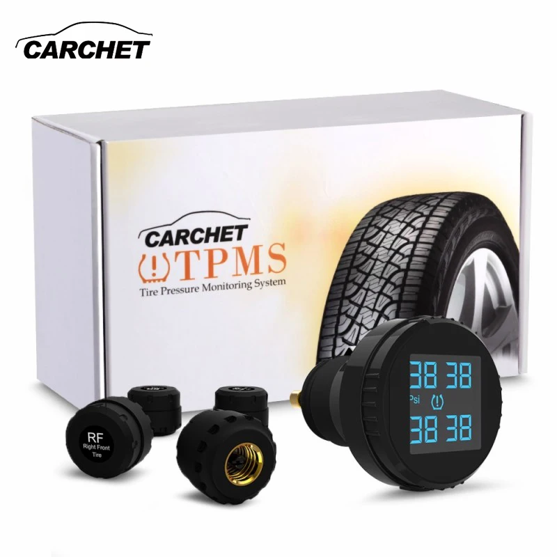 

CARCHET Tire Pressure Wireless Car Smart TPMS LCD Screen 4 Sensors Cigarette Lighter Real Time tpms Car Detector Diagnostic-tool