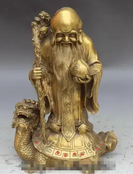 

Chinese Long Life Shou Xing Shou God Stand Dragon Tortoise Turtle Statue