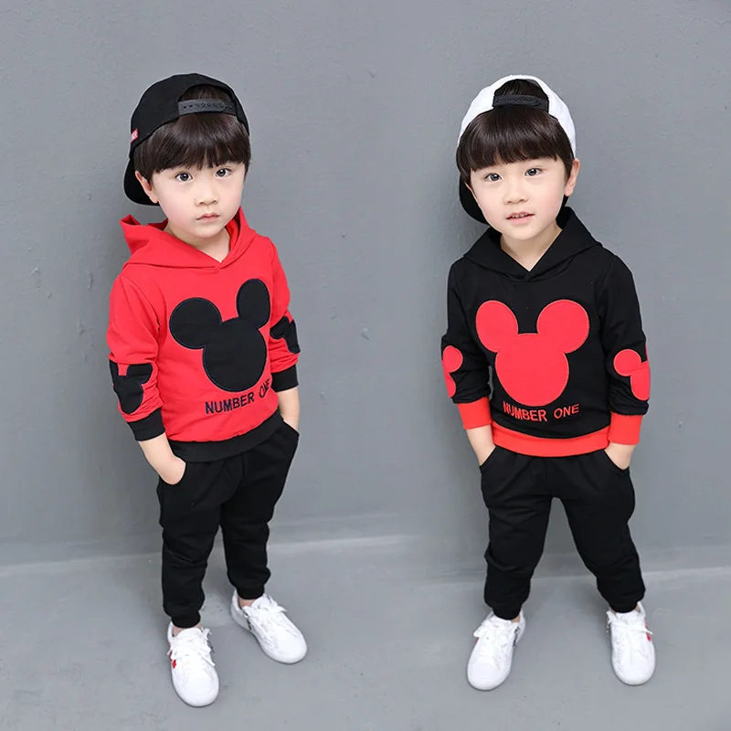 

2019 spring baby Boys clothes set autumn Girls costume Sets Kids Cartoon Hooded Coat+ Pant 100%Cotton Children Clothing Suit