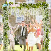 2 м искусственные цветы шелк Глициния лоза зеленый лист висячая гирлянда для свадебной вечеринки домашний сад настенные украшения поставки