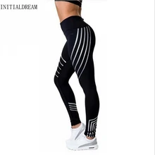INITIALDREAM модные тонкие женские леггинсы с высокой талией эластичные леггинсы для фитнеса с принтом дышащие женские штаны