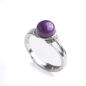 Adjuestable South Africa Genuine Natural sugilite Gems Purple Crystal Beads Fashion Women Stering Sliver Ring 7*7mm Adjuestable South Africa Genuine Natural sugilite Gems Purple Crystal Beads Fashion Women Stering Sliver Ring 7*7mm