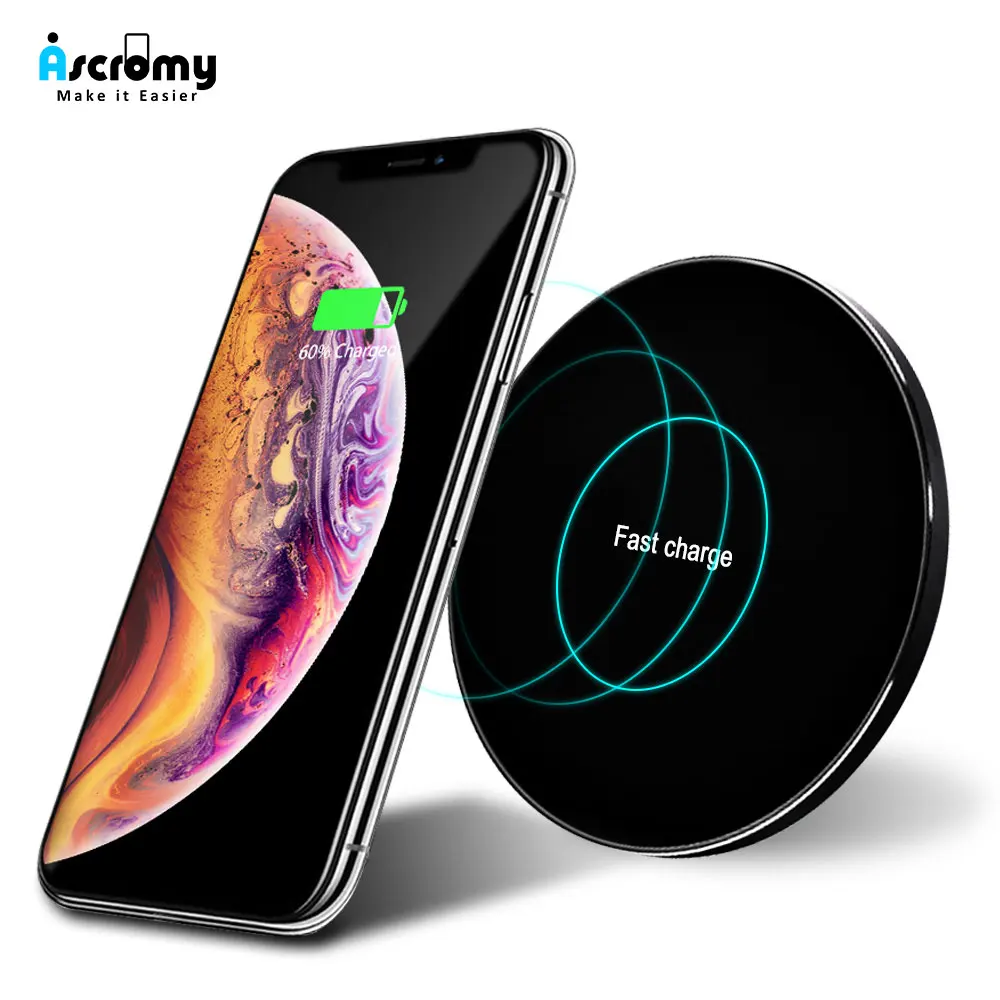 Ascromy 10 Вт Быстрая Зарядка QI Беспроводной Зарядное устройство для samsung Galaxy S9 S8 Note 9 7