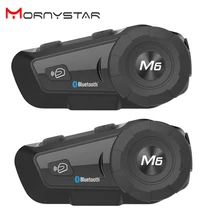 2 шт MONYSTAR M6 мотоциклетный Bluetooth шлем гарнитуры интерком для FM BT беспроводной intercomunicador Interphone MP3