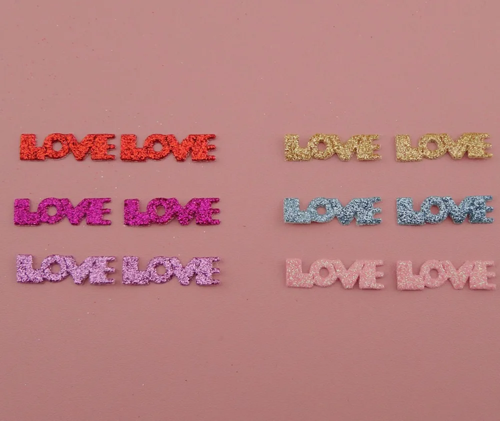 50PCS 8mm*2.8cm glitter words&quotLOVE&quot patches appliques Spacers for DIY bling LOVE | Украшения и аксессуары
