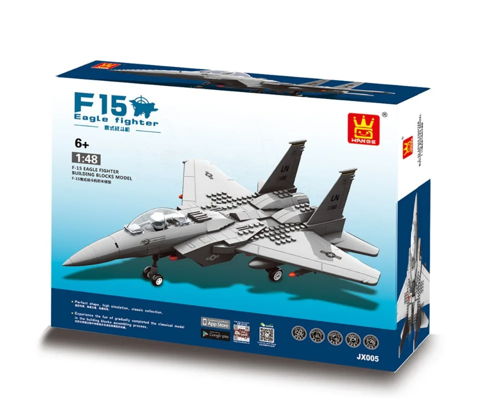 

2016 New Wange jx005 f-15 Eagle Fighter Building Blocks Model Sets 1:48 educational blocks Kids Toys Enlighten Bricks