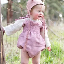 Лето,, комбинезоны для девочек, Комбинезоны для маленьких девочек, льняная одежда для девочек, корейская детская одежда для малышей