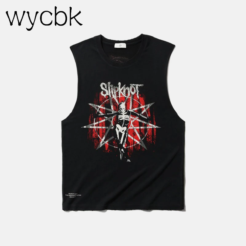 Wycbk мужская летняя майка Модная Мужская одежда свободная дышащая тренд рокер без рукавов рубашки жилет
