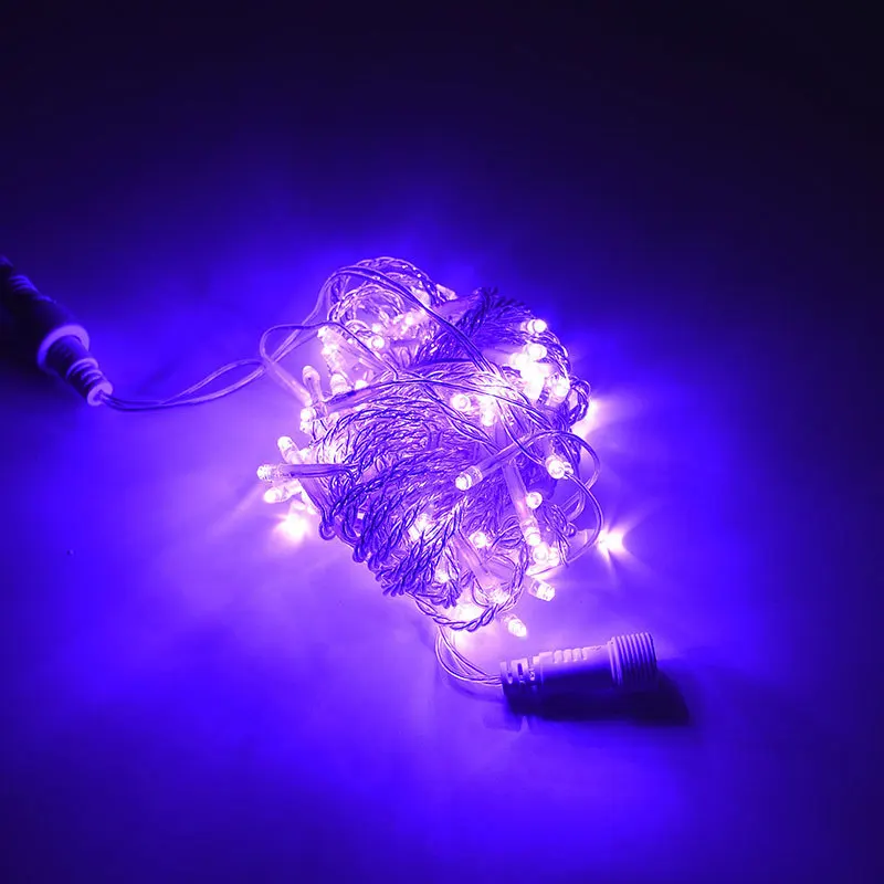 Длина 32,8 футов, 100 светодиодов, подключаемый струнный светильник, Рождественский декоративный светильник, вечерние цепочки, праздничный Сказочный светильник s - Испускаемый цвет: Фиолетовый