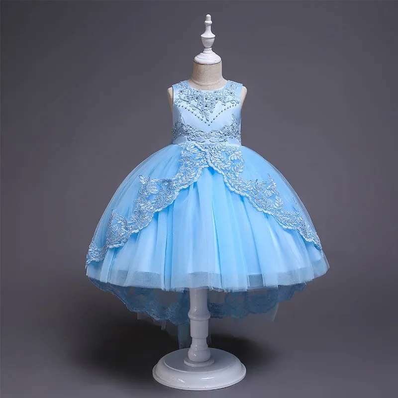 

Children'S Princess Dress For Girls Embroidered Girls Lace Dress Flower Girl Tail Tutu Dress Girls Fluffy Wedding Dress