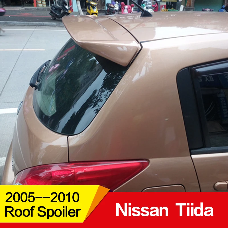 

Use for Nissan tiida Roof spoiler 2006 07 08 09 10 year rear wing with colour Car refitt V spoiler style accessory
