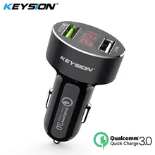 KEYSION Dual USB Quick Зарядное устройство QC 3,0 Автомобиля Зарядное устройство для iPhone XS Max XR X 8 7 samsung S9 Note9 светодиодный Дисплей цифровые умные зарядки