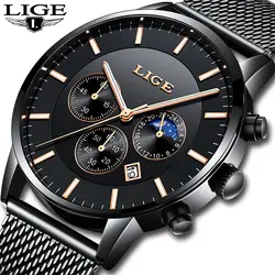 LIGE ультра тонкие модные мужские часы Топ люксовый бренд Бизнес Кварцевые часы водостойкие спортивные часы мужские часы Relogio Masculino