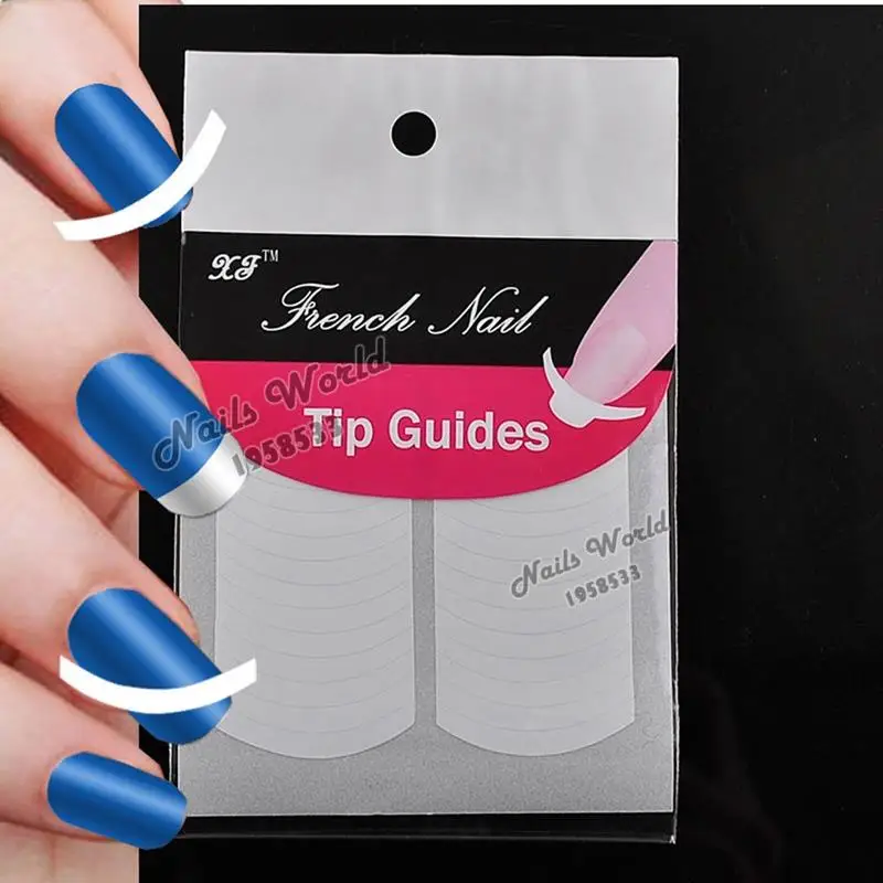 

2 Sheet Nail Art White French Manicure Guide Tips Manicure Pedicure Stickers Stencils For DIY Nails Art Design W06