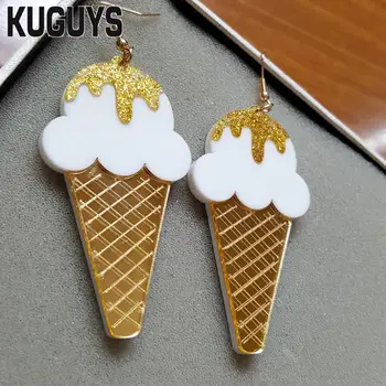 

KUGUYS Acrylic Ice Cream Drop Earrings for Women Brincos Trendy 6.5cm Large Earring Woman Holiday Jewelry Pendientes Oorbellen