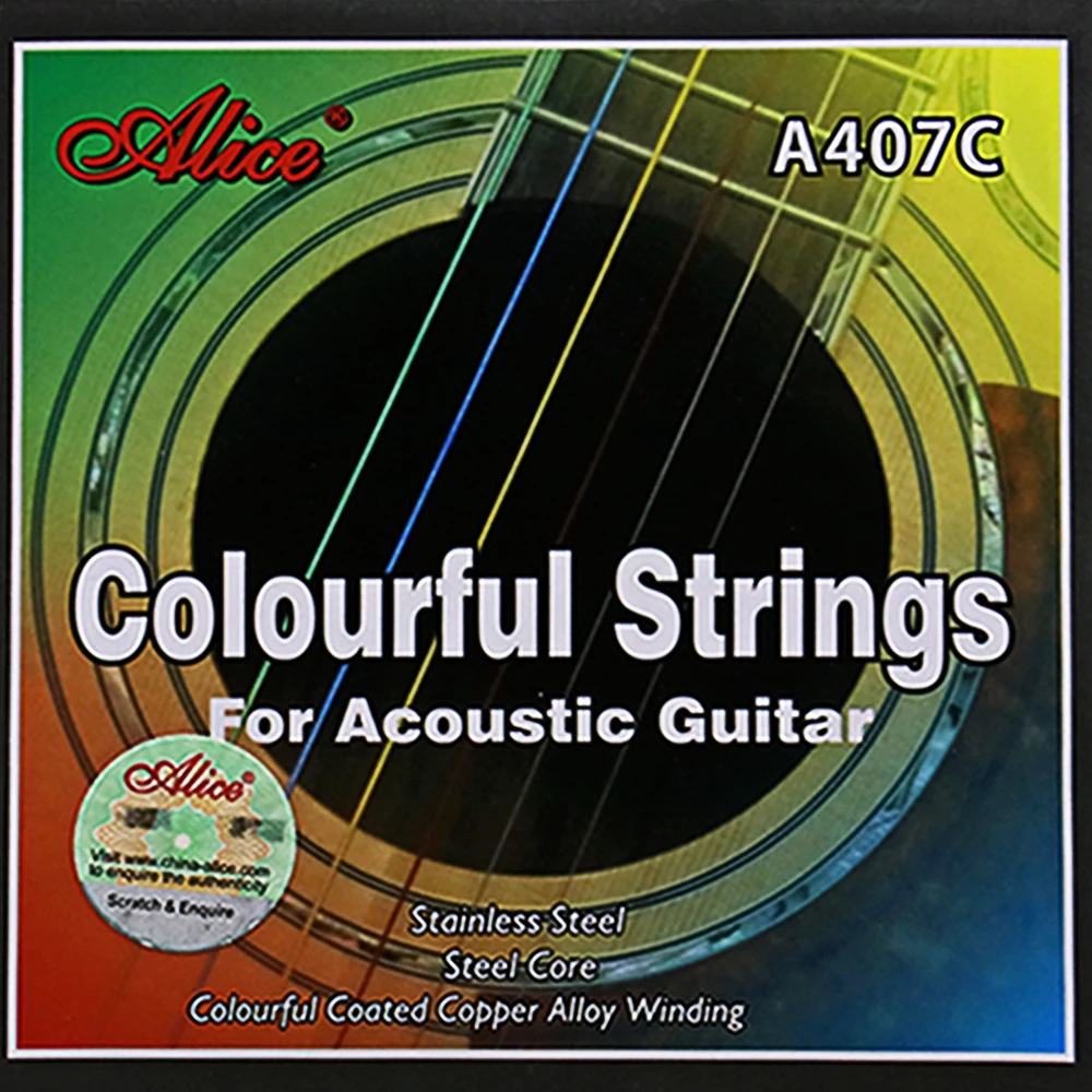 Alice A407C Acoustic Guitar Strings Stainless Steel Colorful Coated