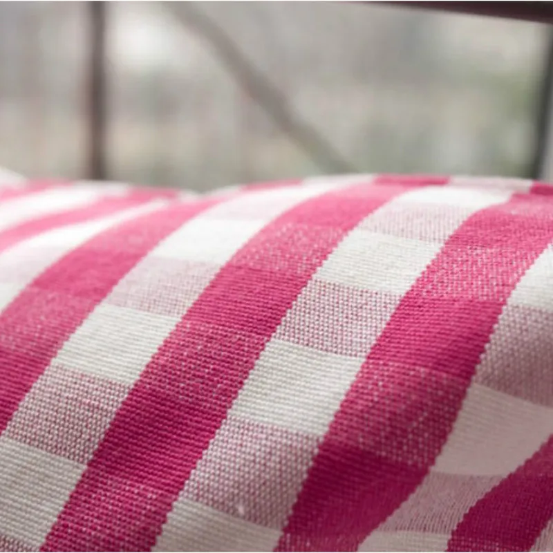 Dunxdeco чехол для подушки декоративные подушки Чехол розовый красный простые Проверьте полосой крашенная в пряже Ткань Диван украшения комнаты Coussin