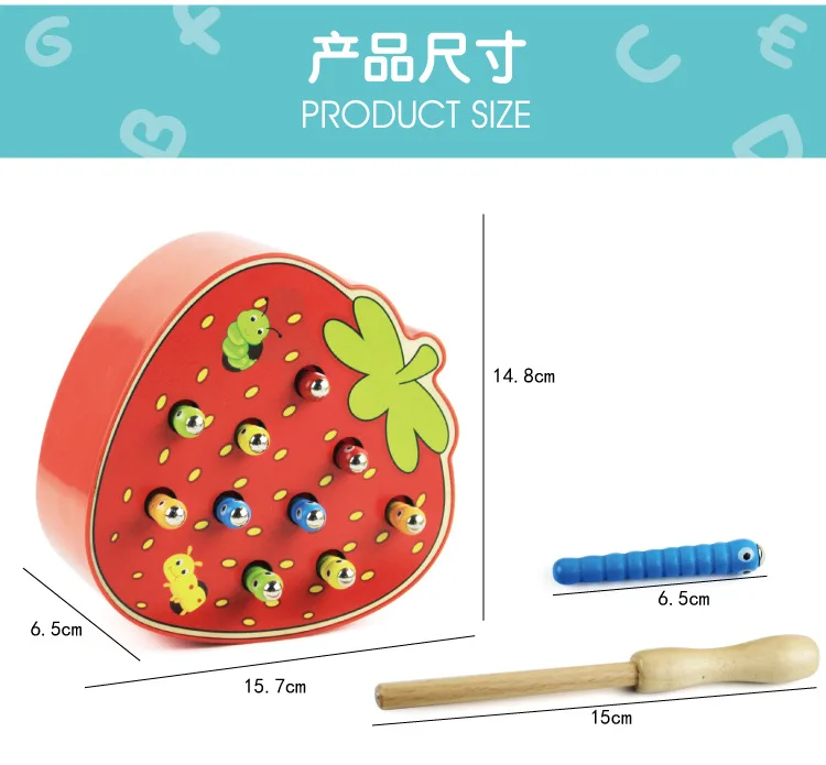 Деревянная Магнитная ловля насекомых настольная игра фрукты стиль цвет/познавательный игрушка Детские Обучающие Развивающие игрушки для детей