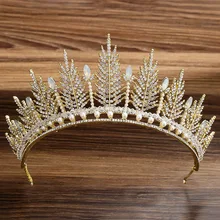 KMVEXO Великолепная Золотая Серебряная корона с узором из листьев тиара де Noiva женские свадебные украшения для волос аксессуары Королевские Свадебные короны