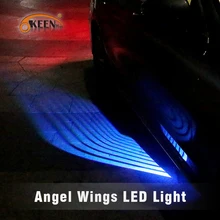 OKEEN, ангельские крылья, светодиодный светильник для двери автомобиля, белый, синий, красный, зеленый цвет, проектор, светодиодный ковер, лужа, светильник, подсвечивающий, подходит для всех автомобилей
