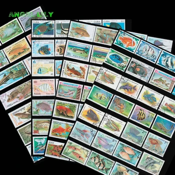 100 unids/lote tema peces Original de tamaño medio y grande, el franqueo sellos con marca de correos para la recogida mejor regalo