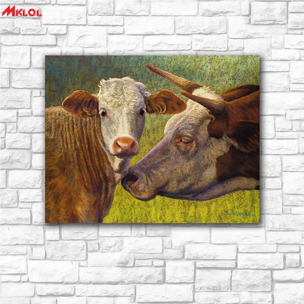 Large Wall Art Cattle affection Canvas Painting For Living Room Home