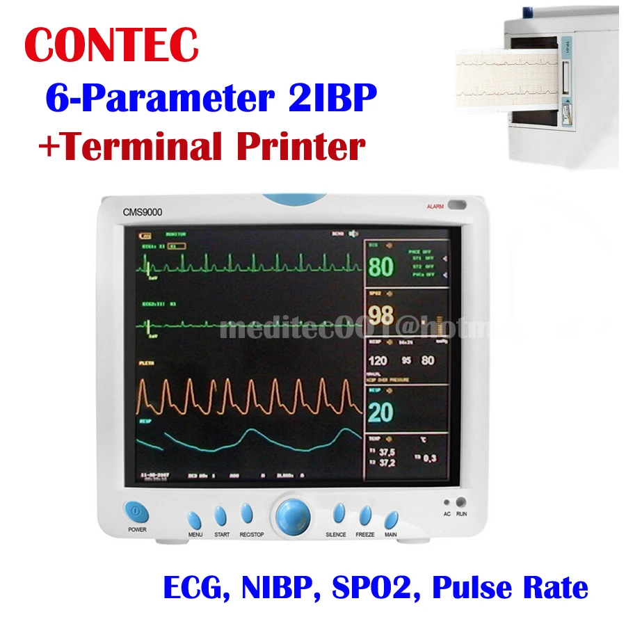 

Built-in Printer 6-Parameter TEMP, PR, RESP, EG, SPO2, NIBP , Patient Monitor CMS9000