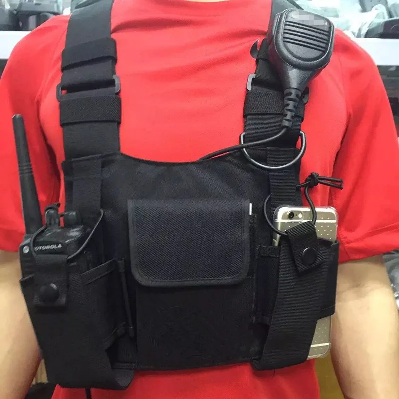 imágenes para Nylon tactical pecho bolsa de bolsa de la pistolera 3 bolsillos de tamaño ajustable para motorola kenwood baofeng wouxun puxing etc walkie talkie imágenes para Nylon tactical pecho bolsa de bolsa de la pistolera 3 bolsillos de tamaño ajustable para motorola kenwood baofeng wouxun puxing etc walkie talkie