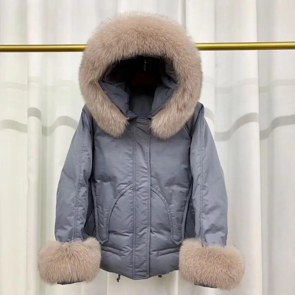Beste Fitaylor Grote Natuurlijke Fox Bontkraag Duck Down Parka Winter Jas Vrouwen Korte Hooded Down Jas Vrouwelijke Losse Sneeuw Uitloper