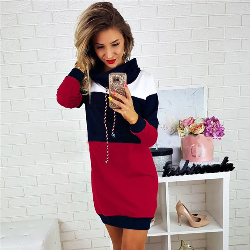 

Pullover Dress Woman Knitwear Winter Long Sleeve Women Collared Long Sleeve Dress Casual Bodycon Short Mini Sundress N21