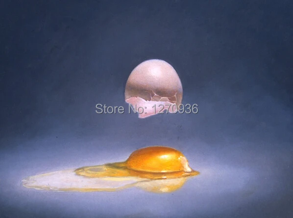 Manufacturer Artist Hand Painted Amazing Creative Ideas Handmade Broken Egg 3D Oil Picture Oil Painting for Kitchen Decoration