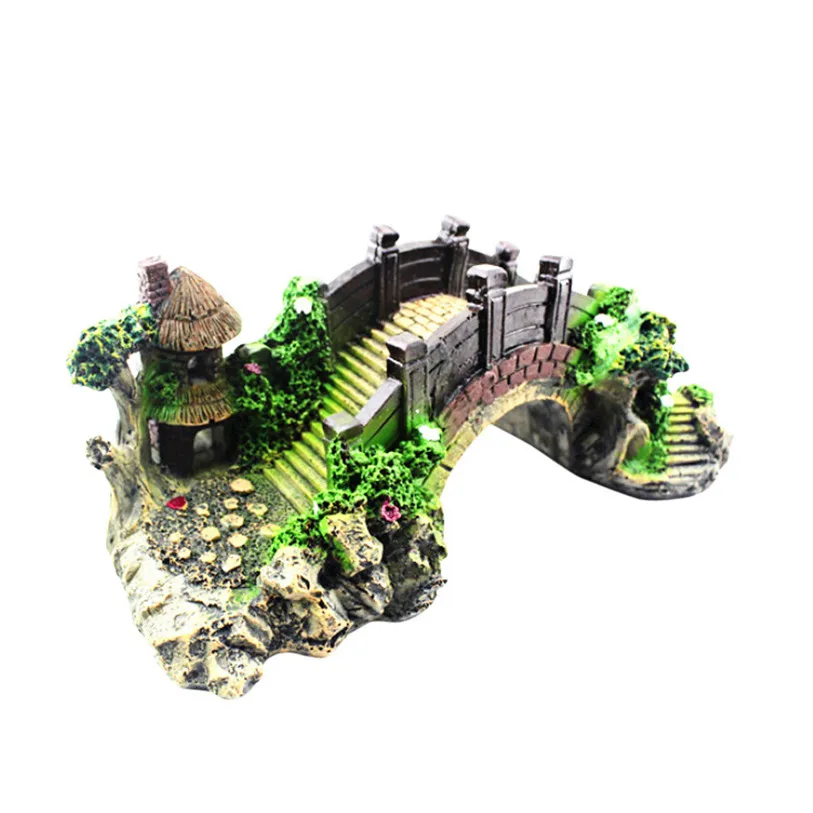 Mountain View Aquarium Rockery Hiding Cave Tree Fish Tank Ornament Decoration Creative Underwater Bridge Landscape noMC7 (3)