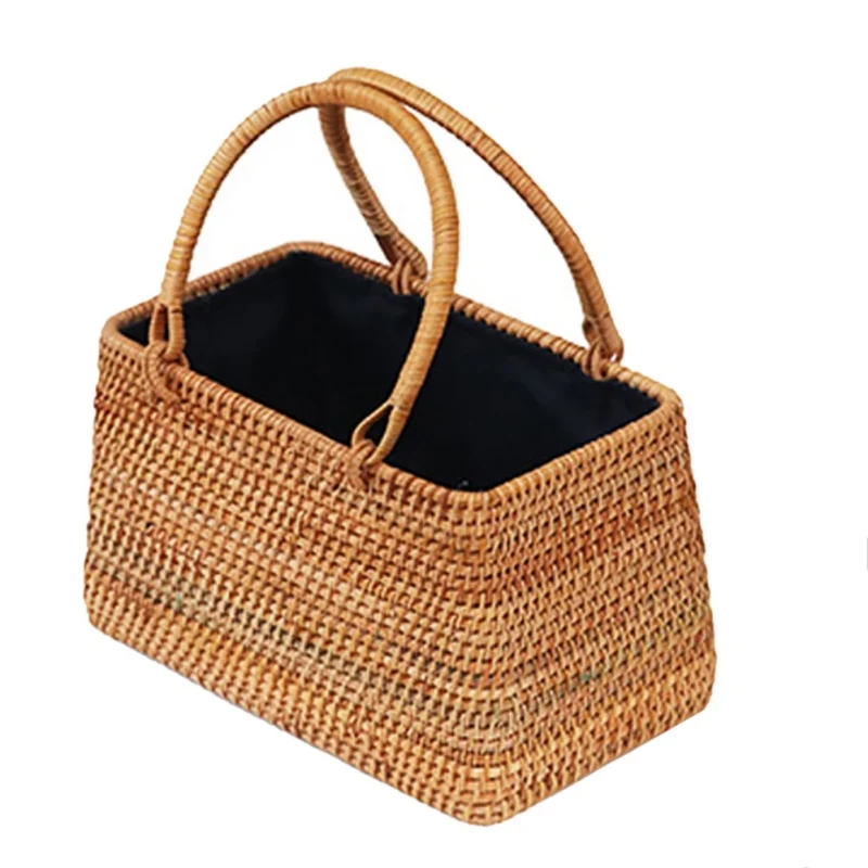 Многоцелевой женский соломенный мешок для хранения пляжные бамбуковые Наплечные сумки органайзер для косметики косметические сумки из ротанга - Цвет: 23