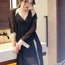 Сексуальный банный халат, халаты для женщин, весна-лето, черные халаты для невесты, кимоно, халат для подружки невесты, ночная рубашка для женщин