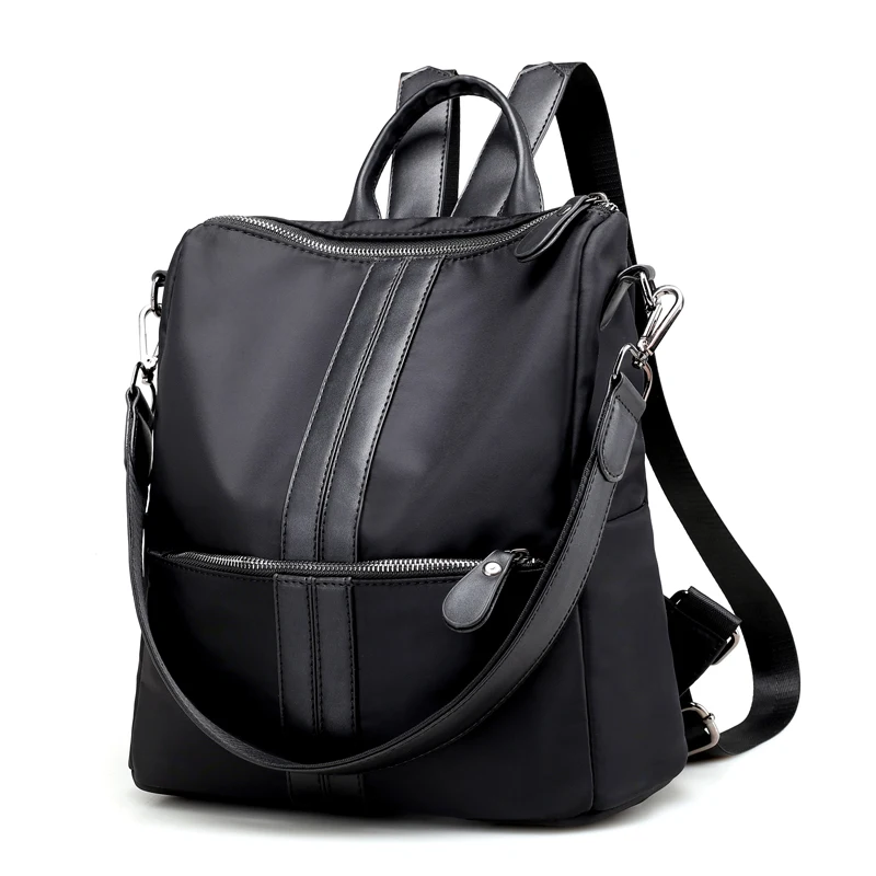 Новинка, Модный женский рюкзак, высокое качество, нейлон, Оксфорд, спиннинг, многофункциональная большая сумка, известный дизайнер, сумка на плечо на цепочке - Цвет: Черный