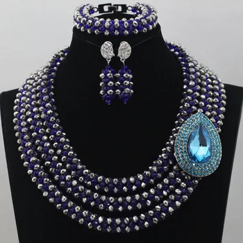 

Shining Sliver Gray Nigerian Jewelry Set Charming Fashion Jewelry Set Lovely Bridal Jewelry Sets Free Shipping hx267